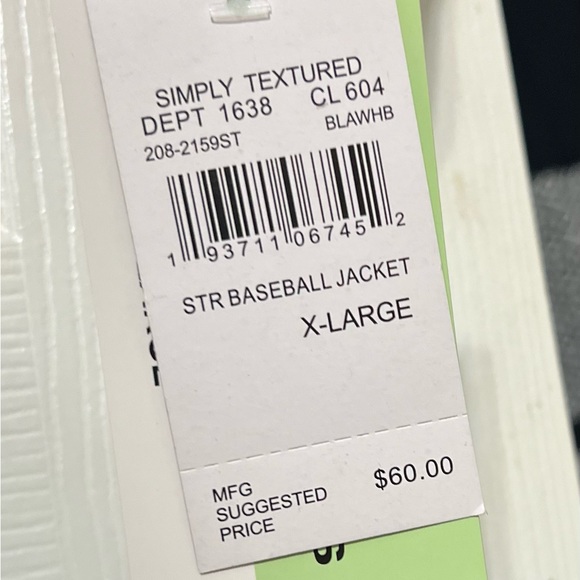 NWT lightweight varsity style jacket XL - Picture 4 of 4